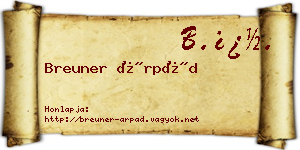 Breuner Árpád névjegykártya